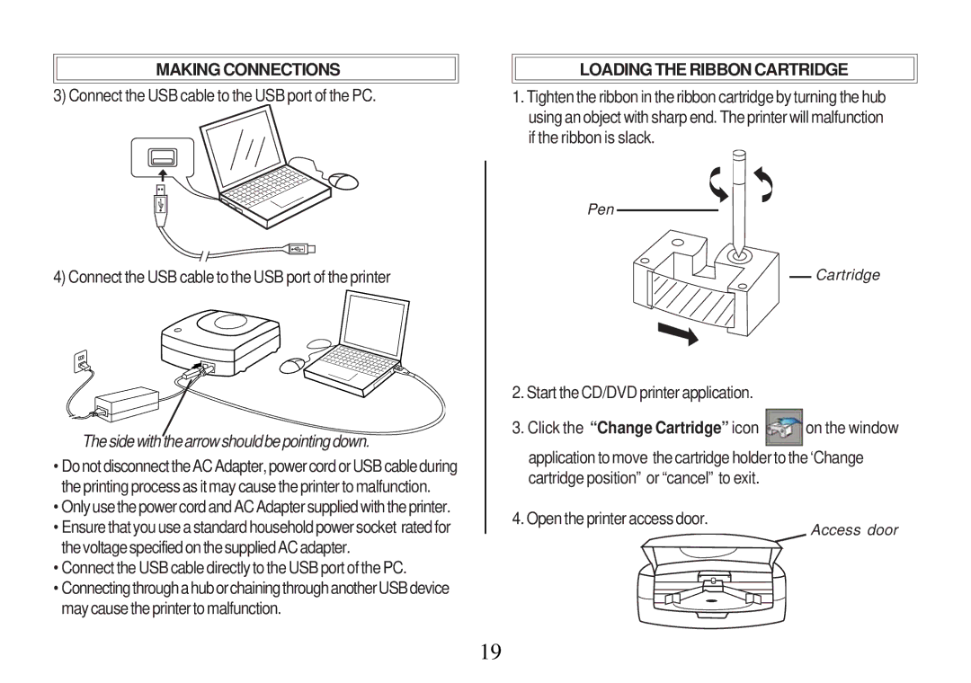 Primera Technology Z1 Loading the Ribbon Cartridge, Start the CD/DVD printer application, Open the printer access door 