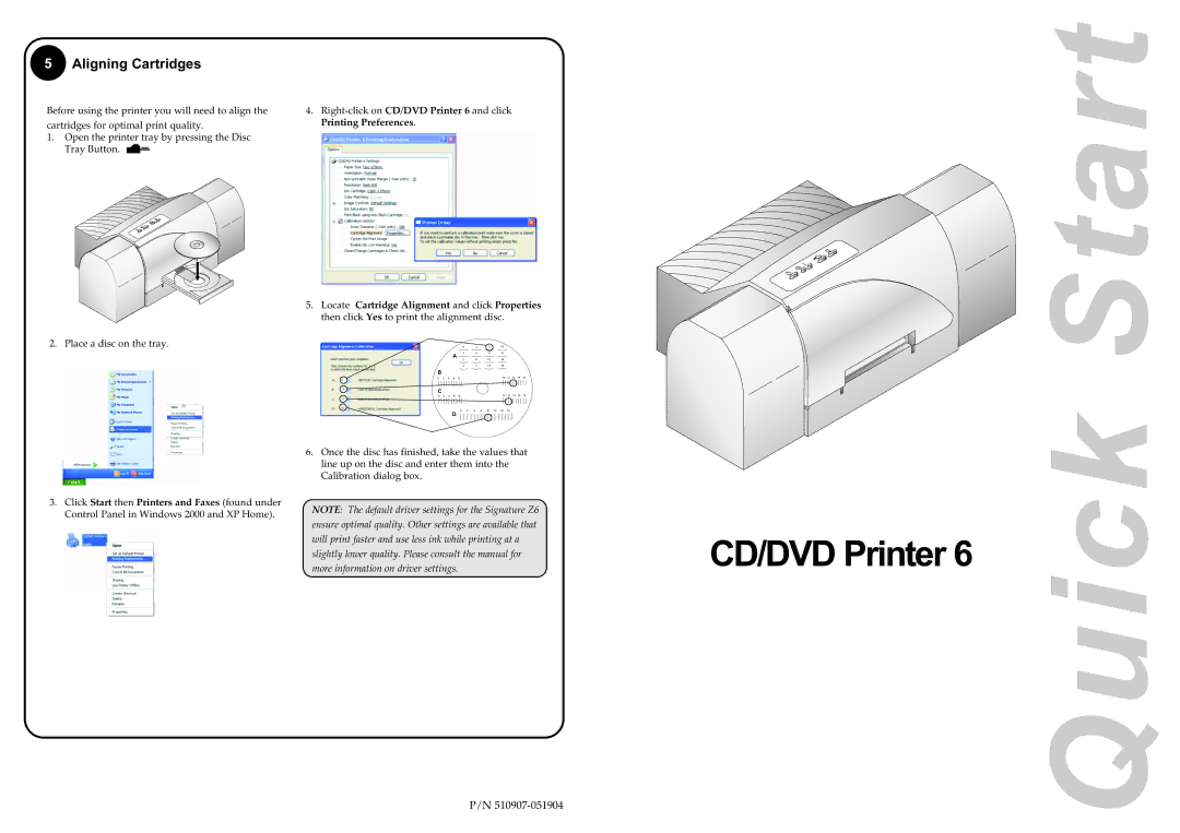 Primera Technology Z6 quick start Quick Start, Aligning Cartridges 