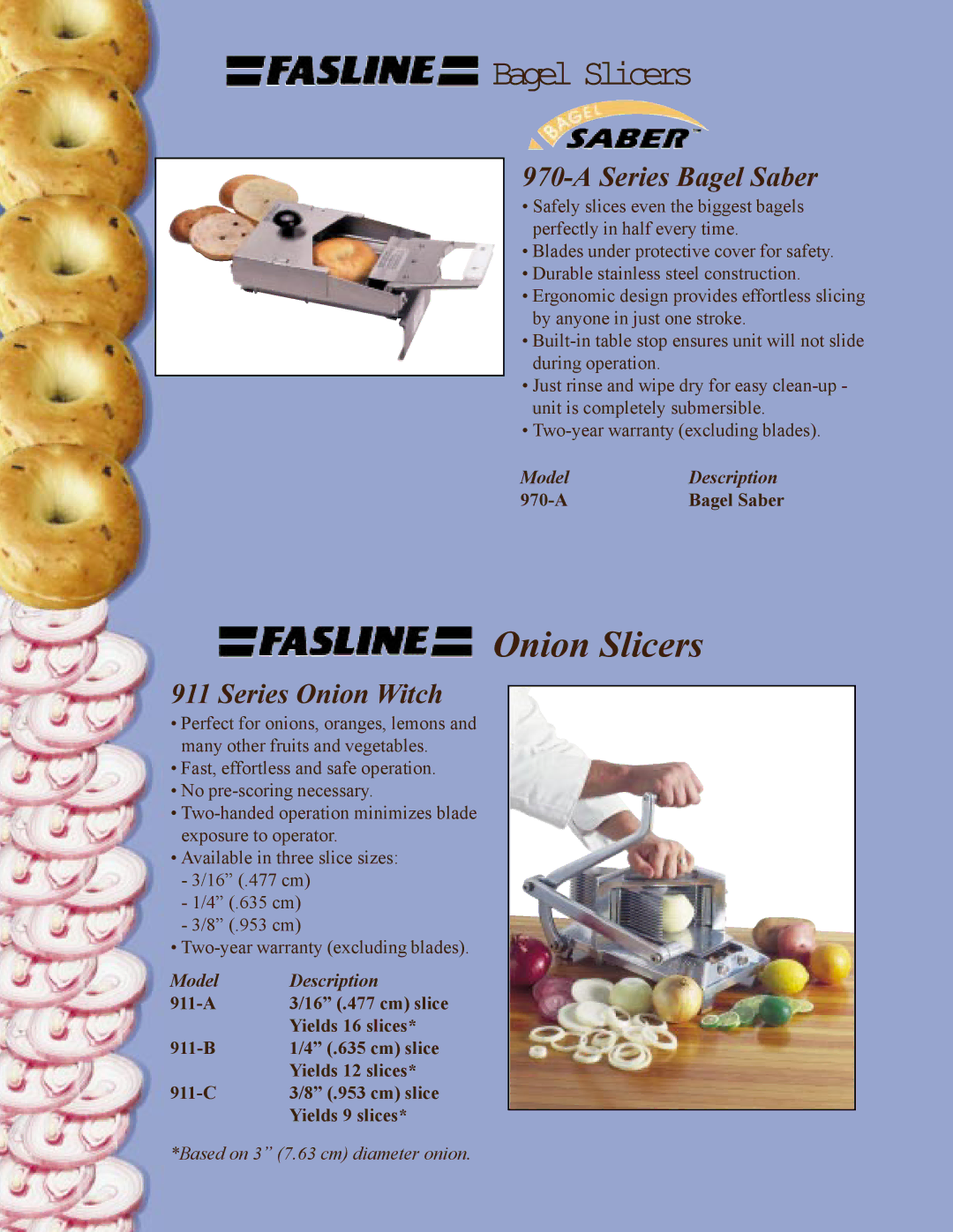 Prince Castle Wedgers, Dicers, Cutters manual Bagel Slicers, Onion Slicers, Series Bagel Saber, Series Onion Witch 