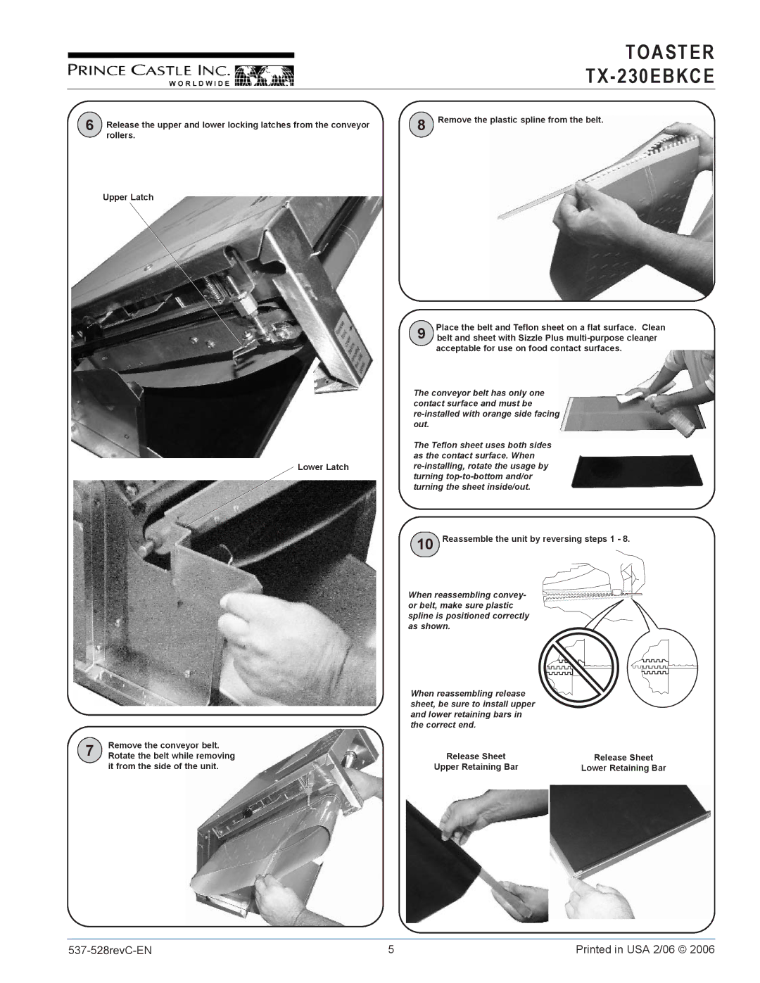 Prince Castle TX-230EBKCE operation manual Reassemble the unit by reversing steps 1 