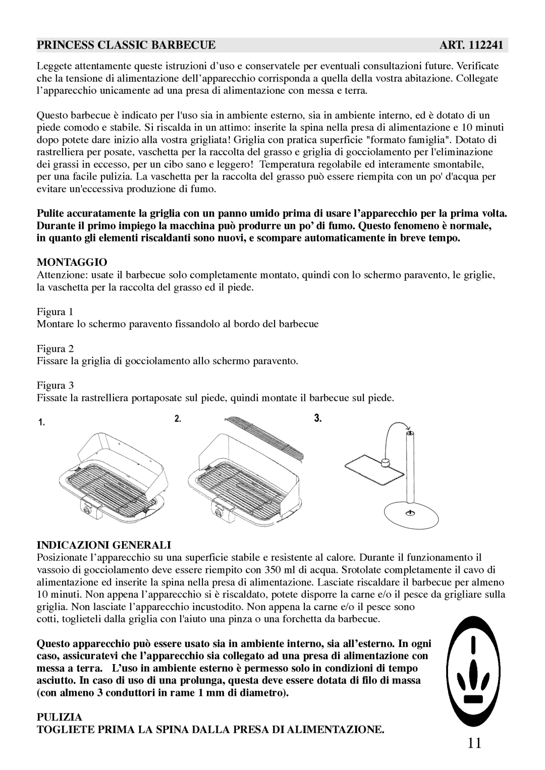 Princess 112241 manual Montaggio, Indicazioni Generali 