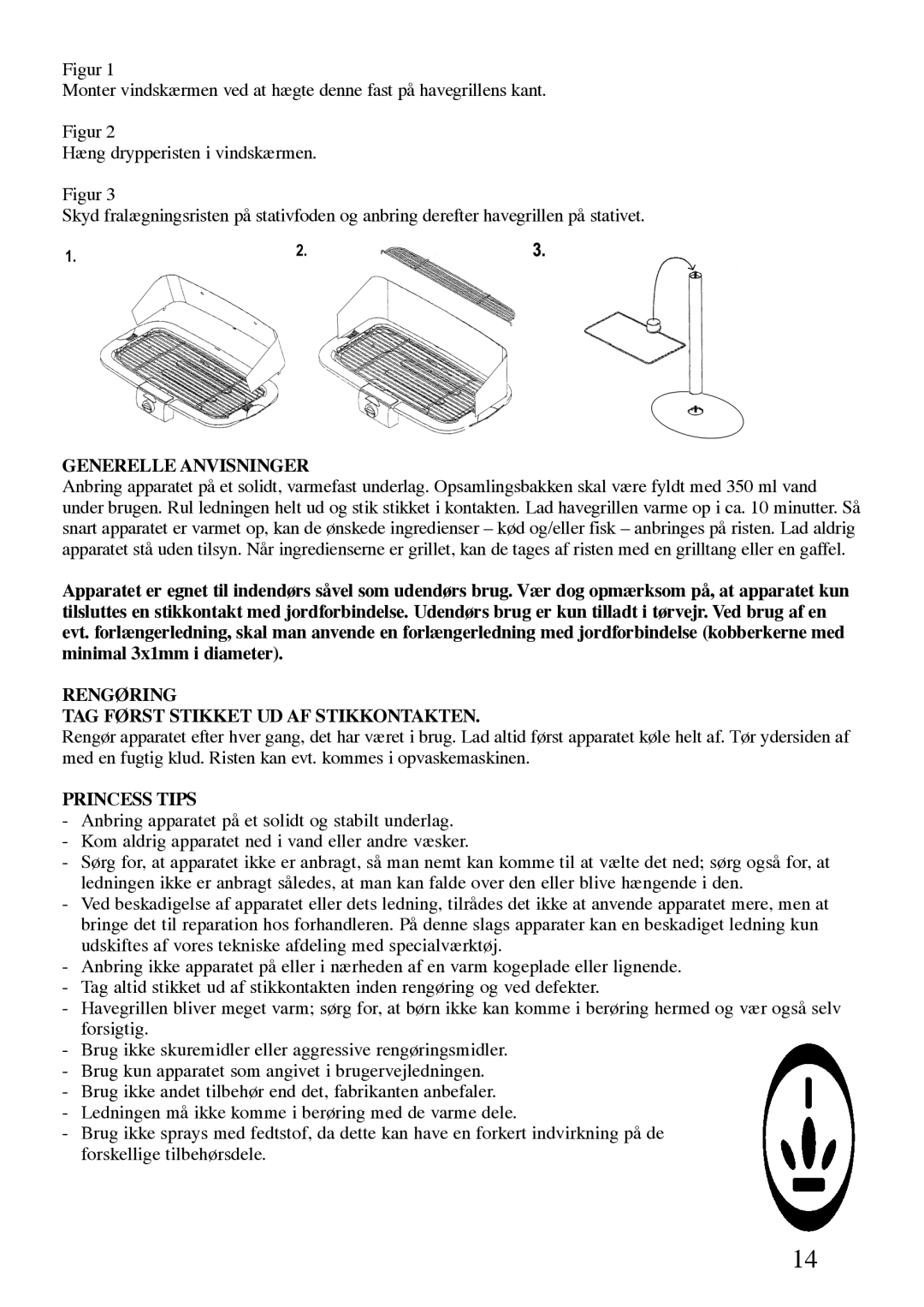 Princess 112241 manual Generelle Anvisninger, Rengøring TAG Først Stikket UD AF Stikkontakten 