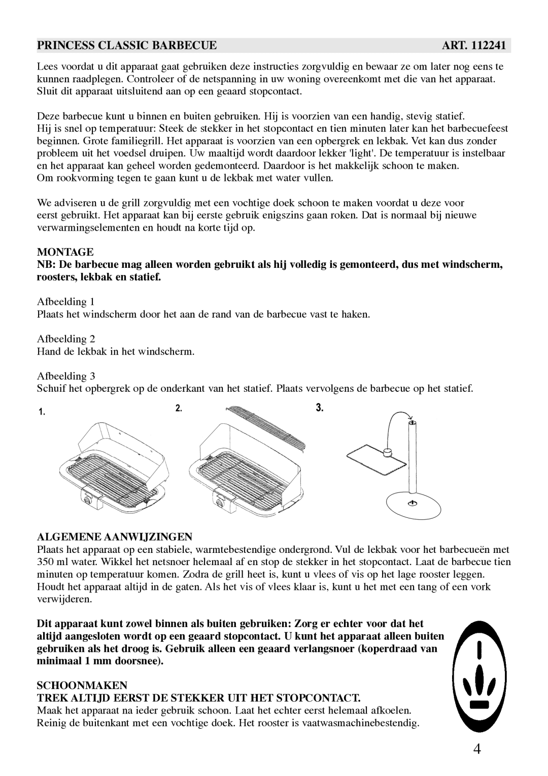 Princess 112241 manual Montage, Algemene Aanwijzingen 