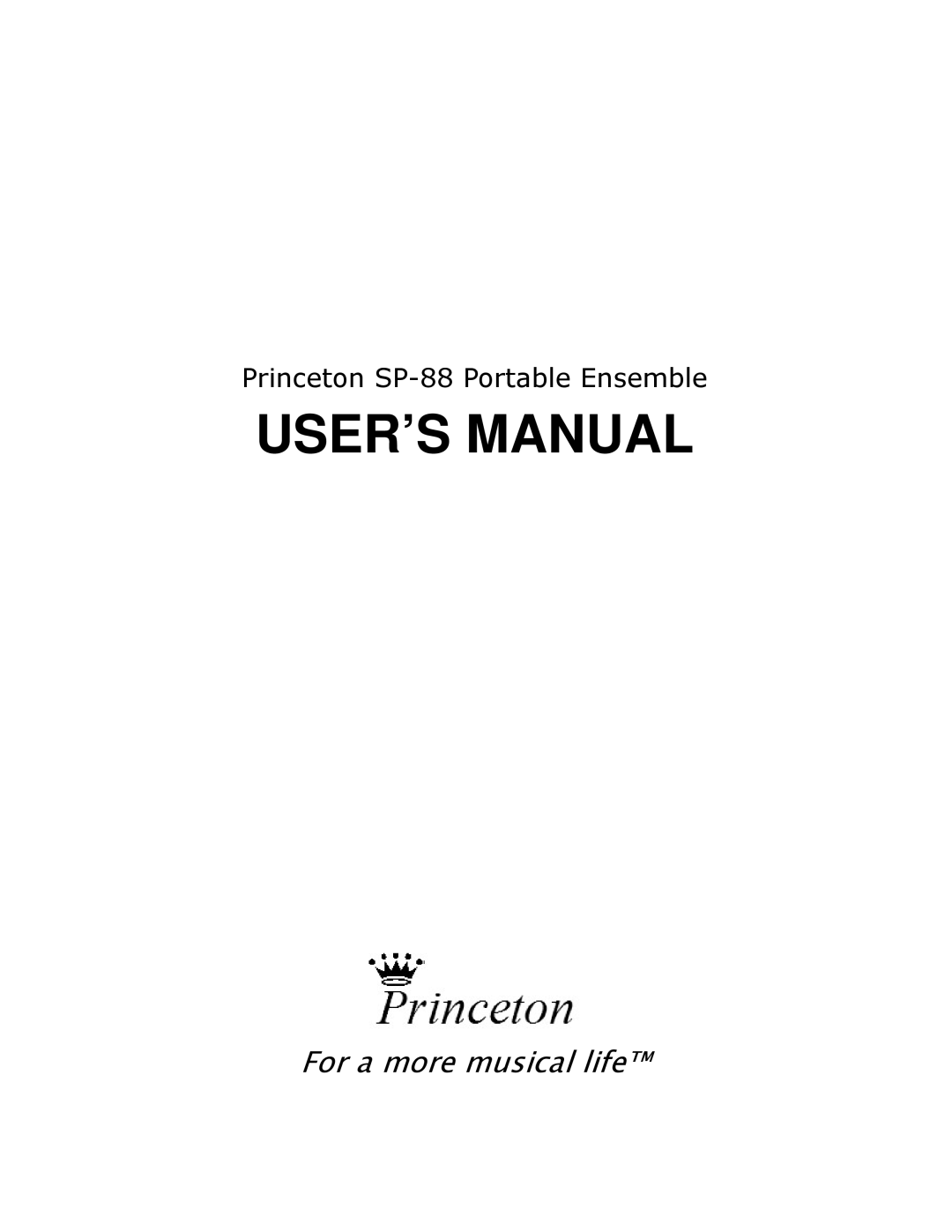 Princeton SP-88 user manual USER’S Manual 