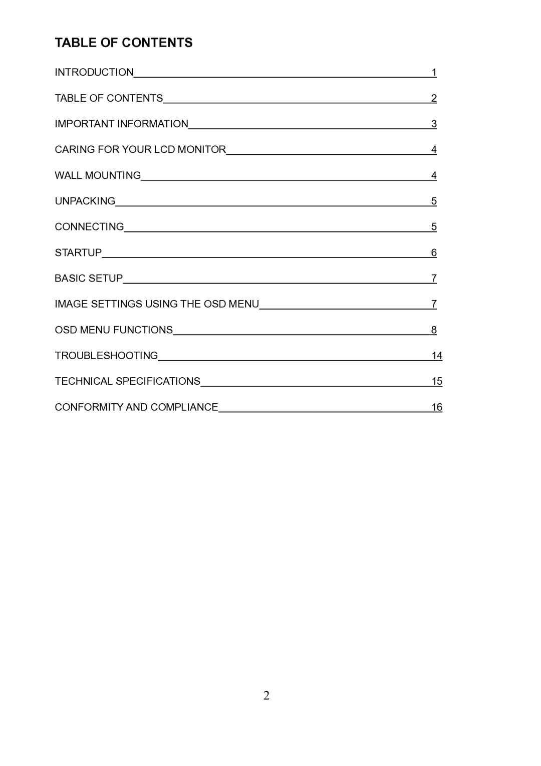 Princeton VL1919 important safety instructions Table of Contents 