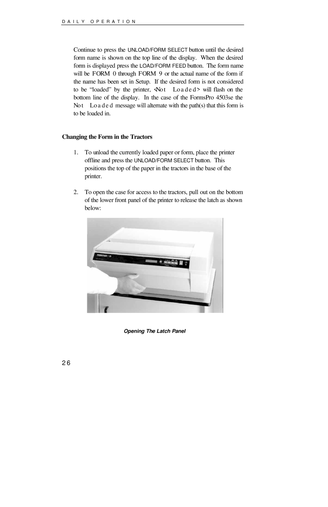 Printek 4000se manual Changing the Form in the Tractors 