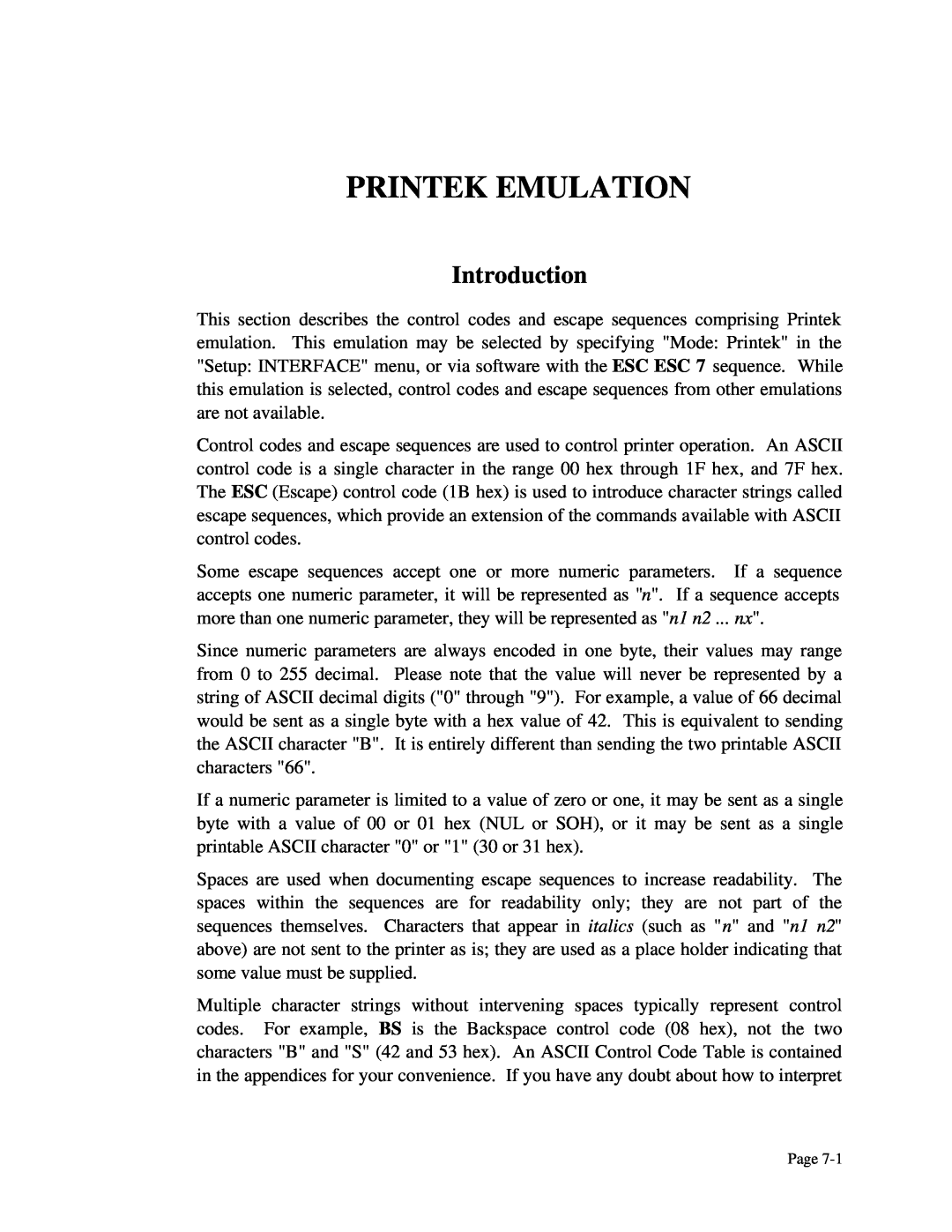 Printek 4500, 4503, 4300 manual Printek Emulation, Introduction 