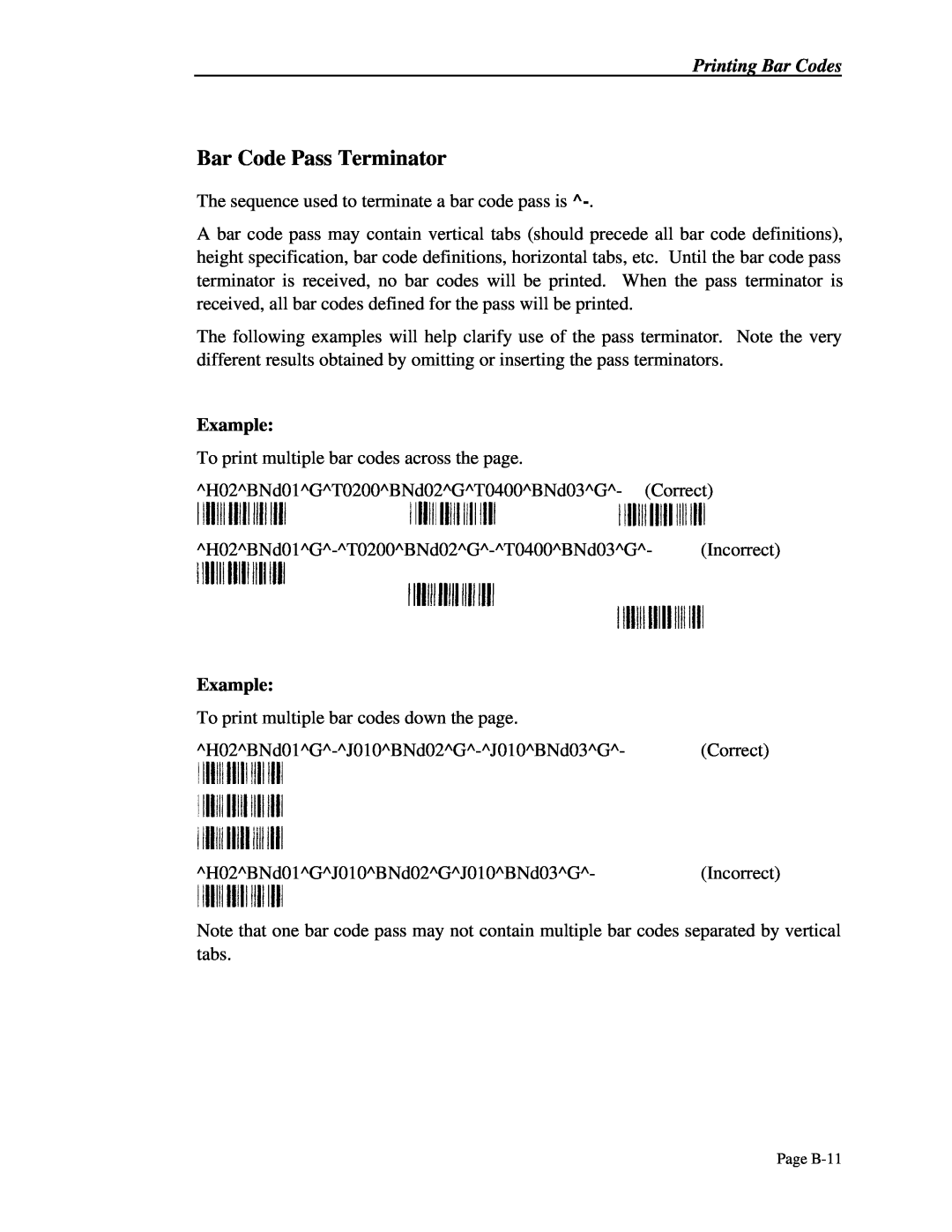 Printek 4300, 4503, 4500 manual Bar Code Pass Terminator 
