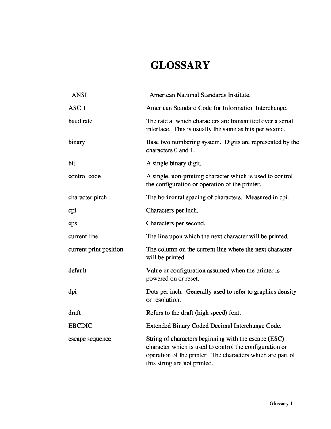 Printek 4503, 4300, 4500 manual Glossary 