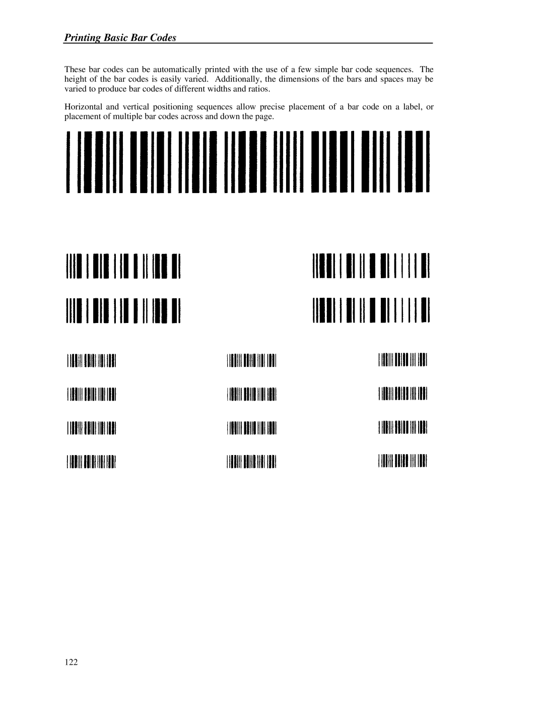 Printek 8000 manual Printing Basic Bar Codes 