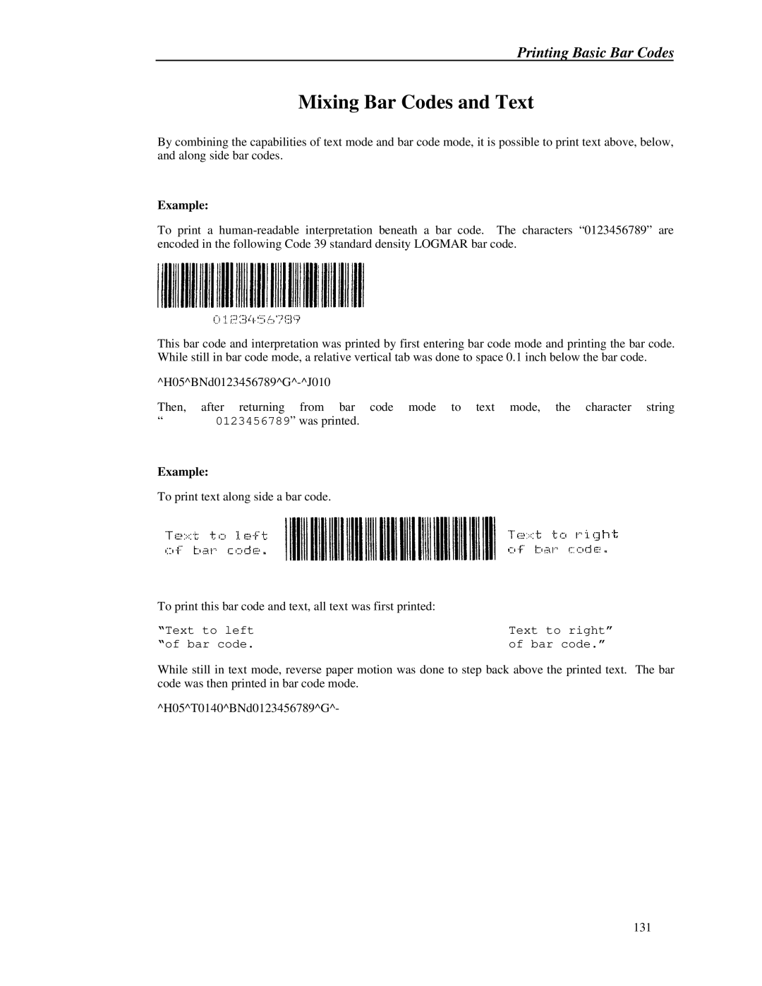 Printek 8000 manual Mixing Bar Codes and Text 