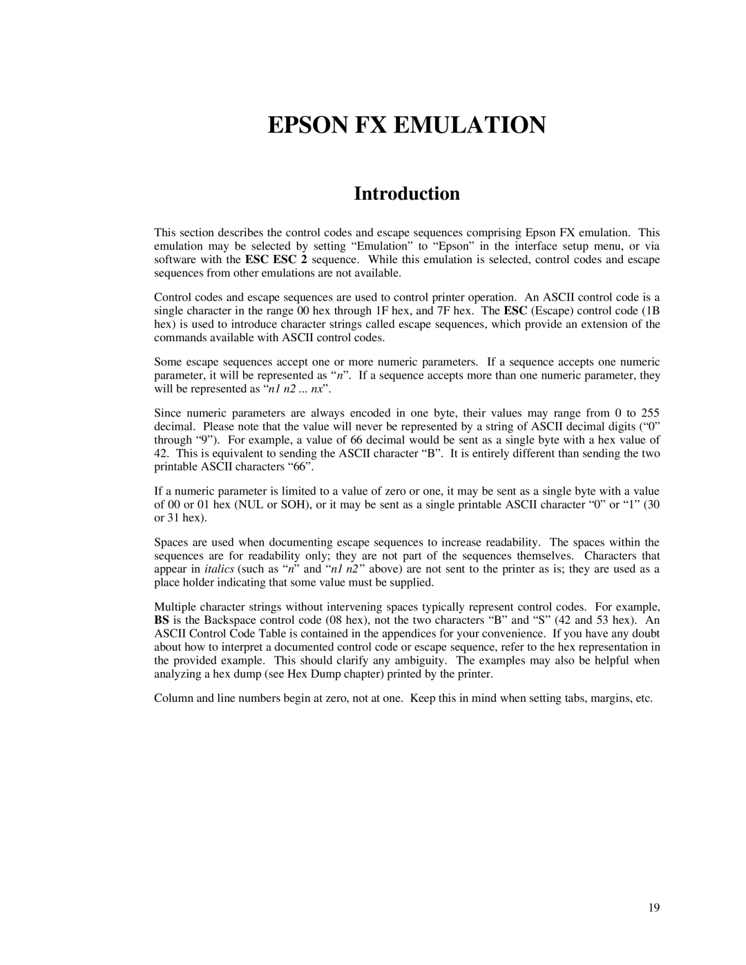 Printek 8000 manual Epson FX Emulation, Introduction 