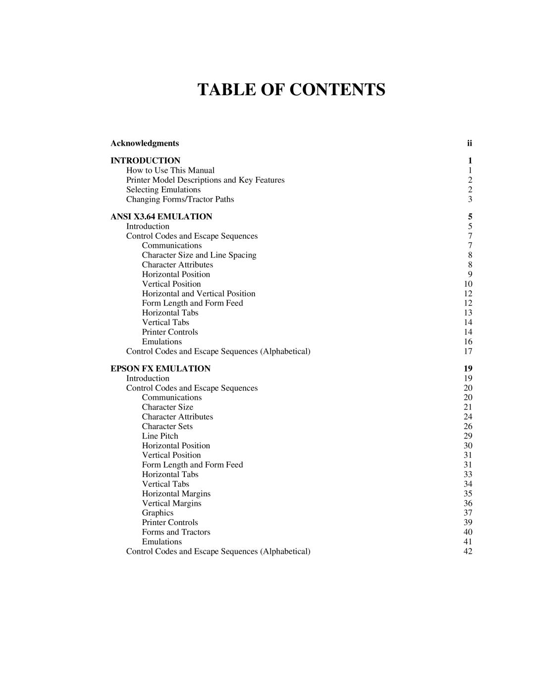 Printek 8000 manual Table of Contents 