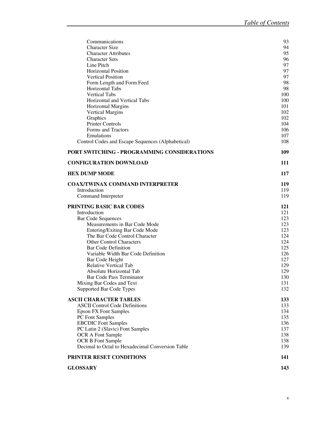 Printek 8000 manual Table of Contents 