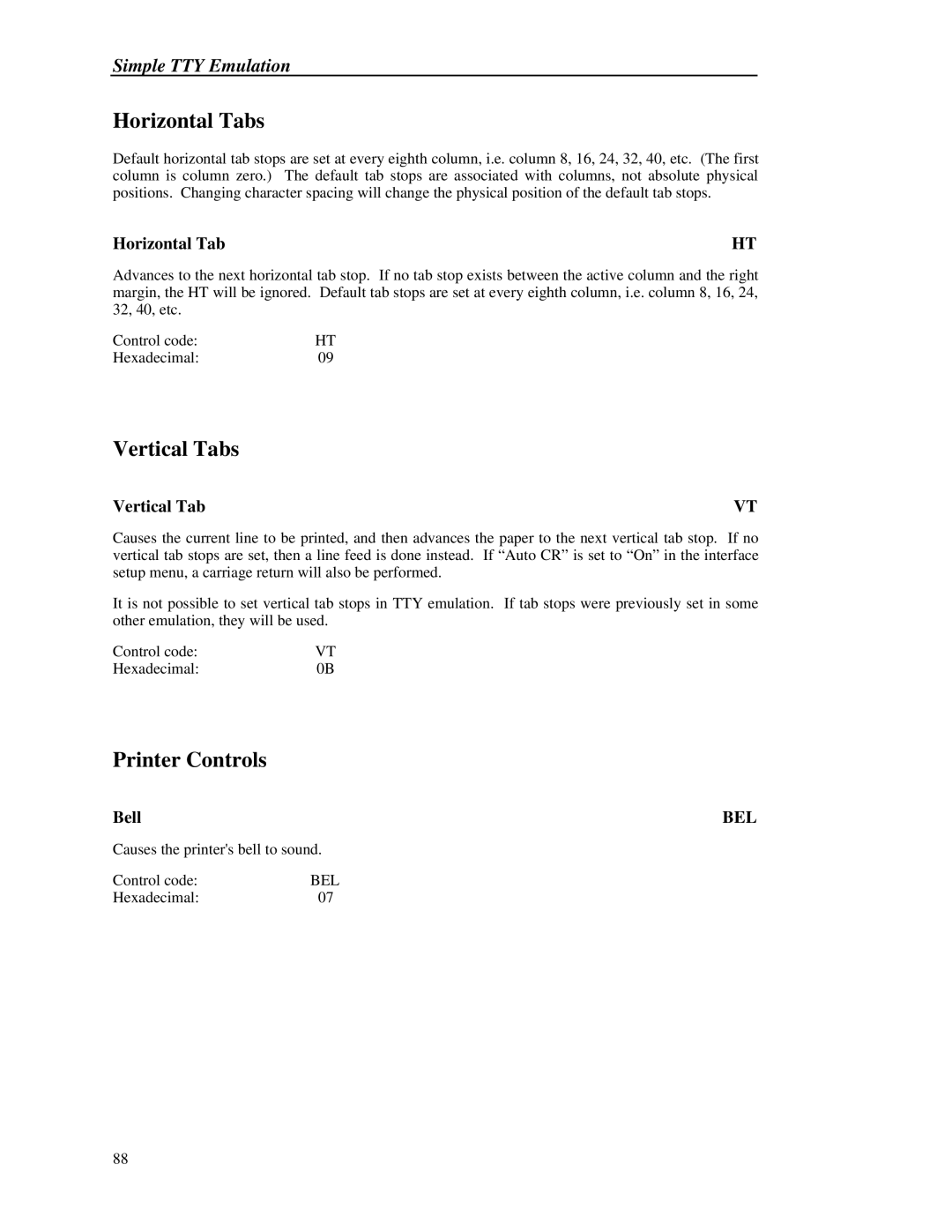 Printek 8000 manual Horizontal Tabs 