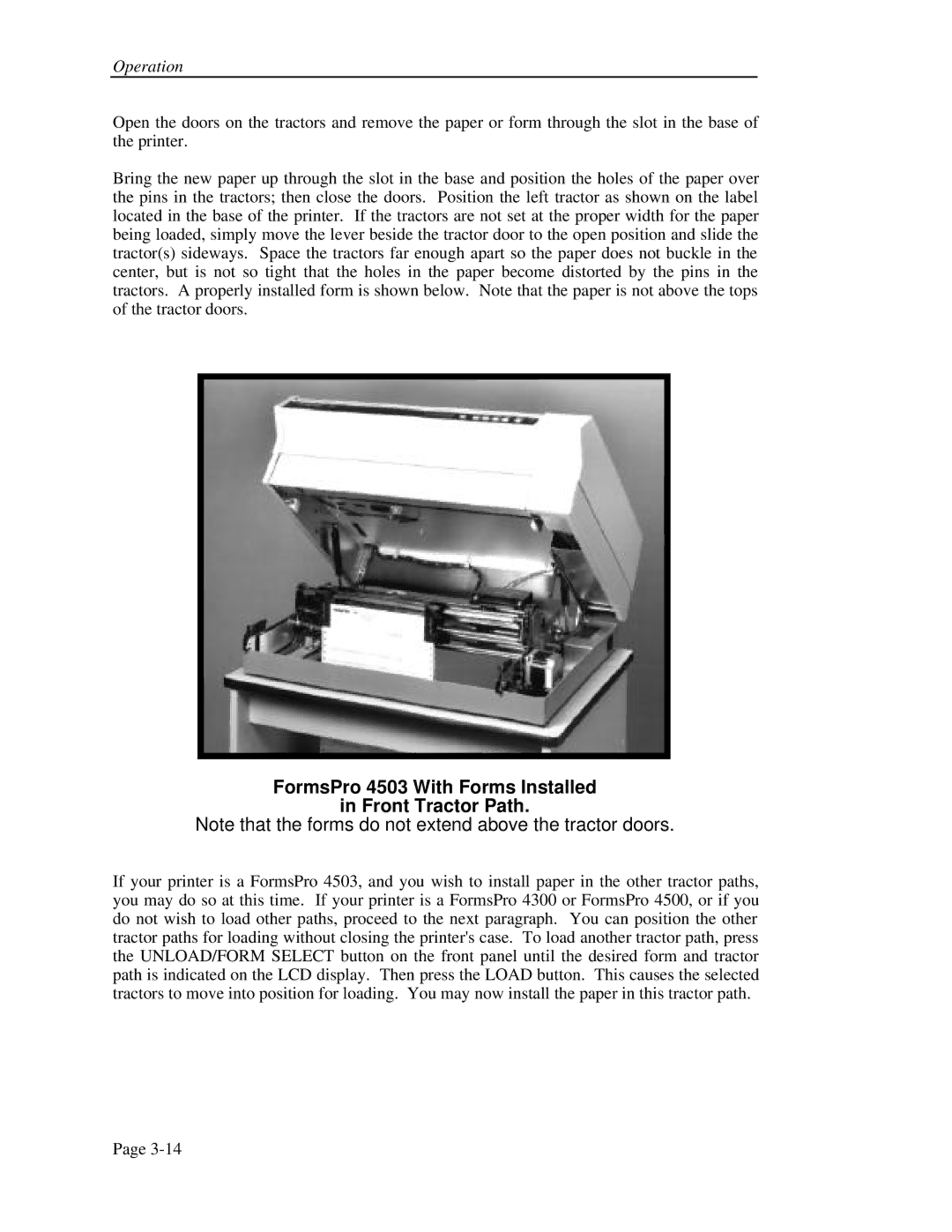 Printek FormsPro 4300, 4500, 4503 operation manual FormsPro 4503 With Forms Installed Front Tractor Path 