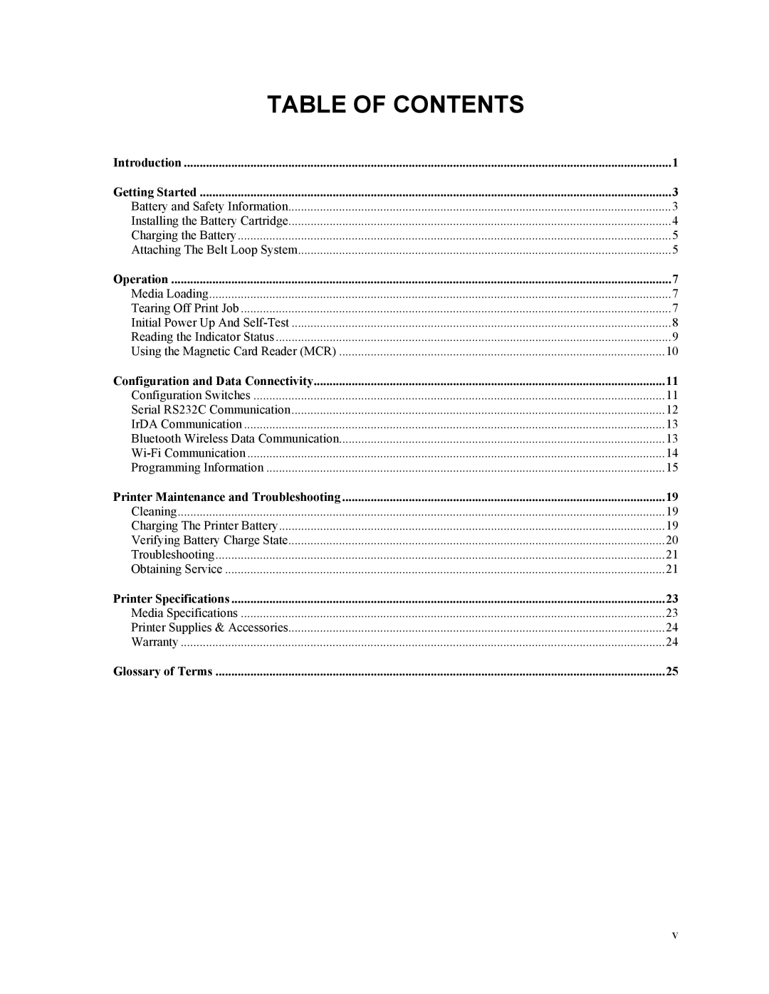 Printek Mt3-II manual Table of Contents 