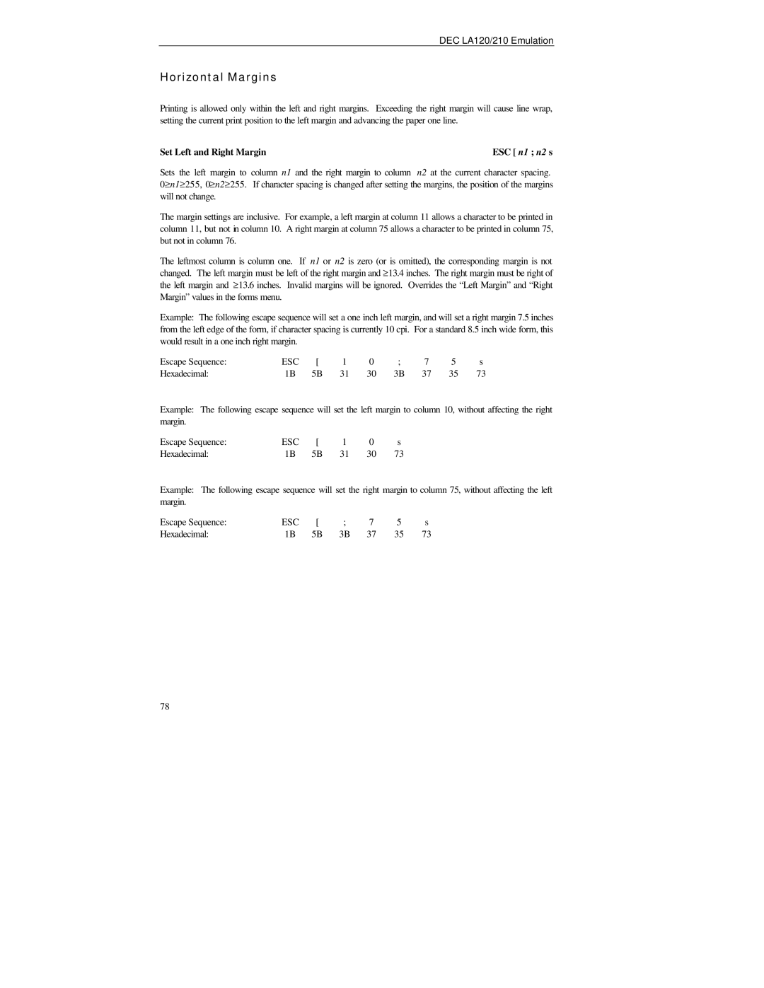 Printek PrintMaster 850 Series, FormsPro 4000se Series manual Horizontal Margins, Set Left and Right Margin 