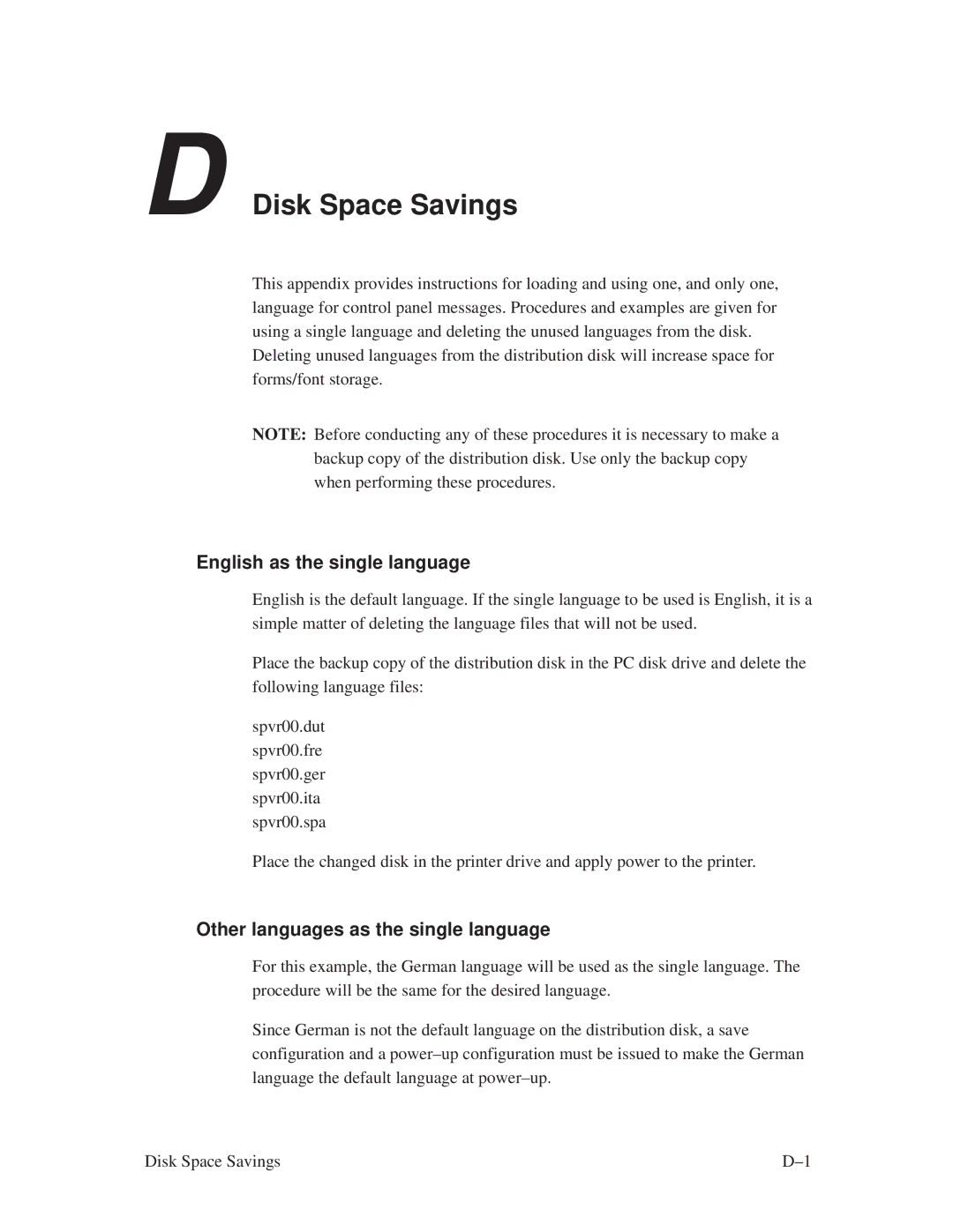 Printronix L1024 manual English as the single language, Other languages as the single language 