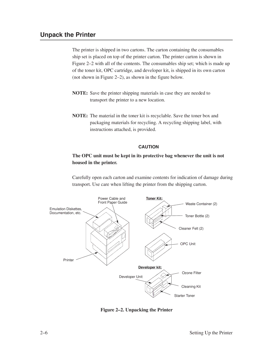 Printronix L1024 manual Unpack the Printer, ±2. Unpacking the Printer 