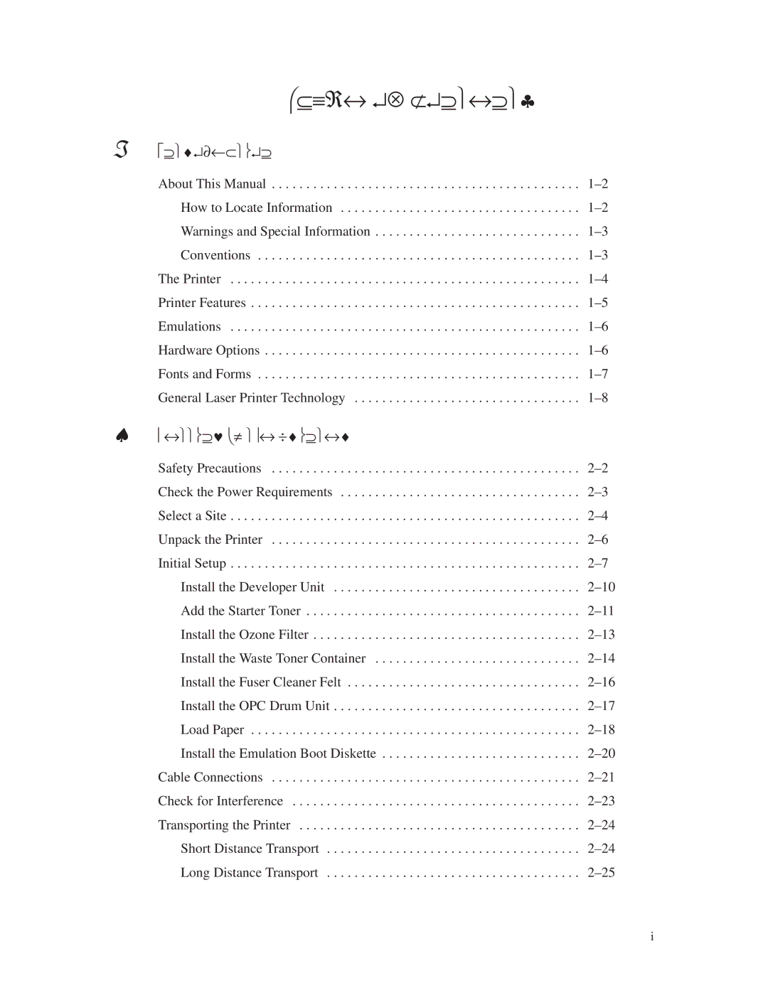 Printronix L1024 manual Table of Contents 