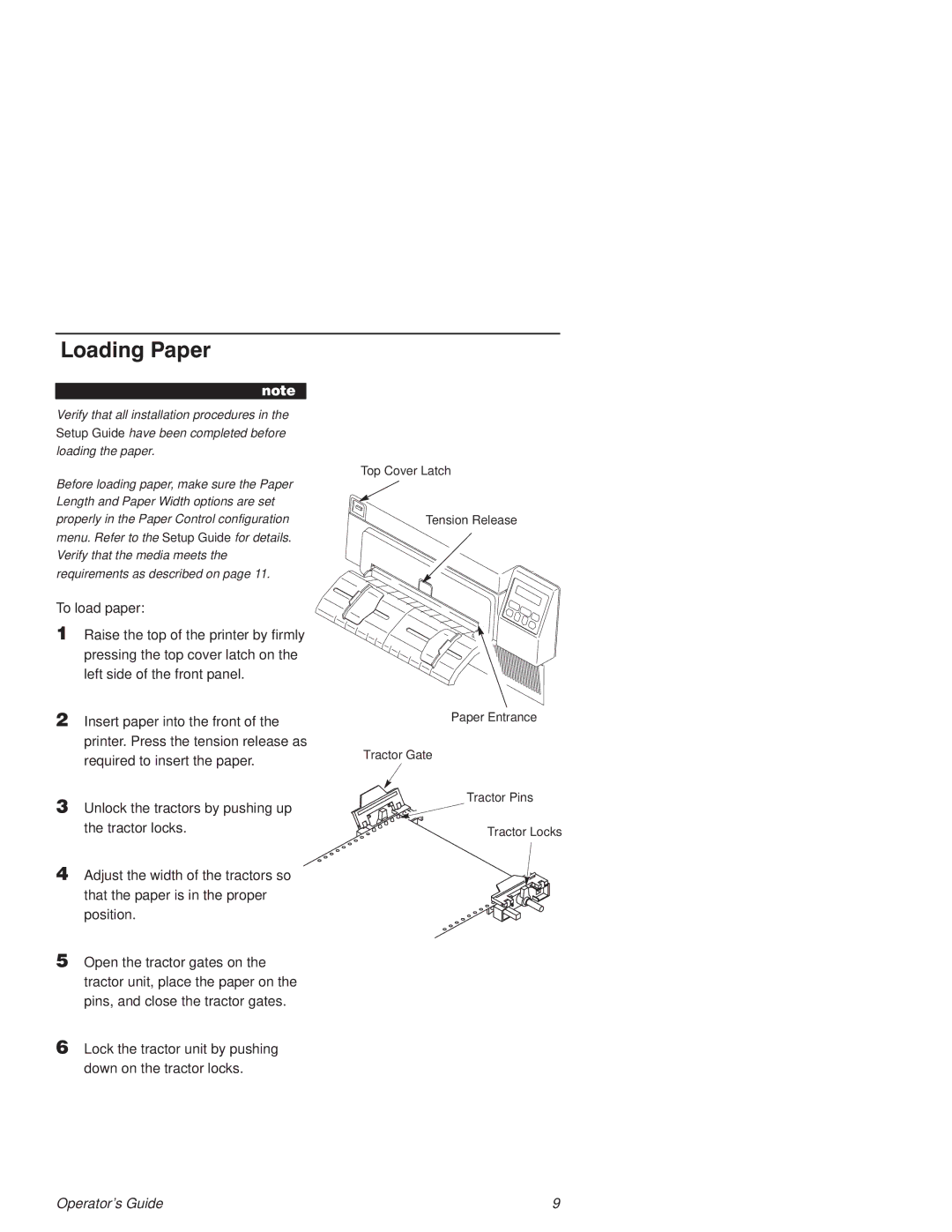 Printronix L1524 manual Loading Paper 