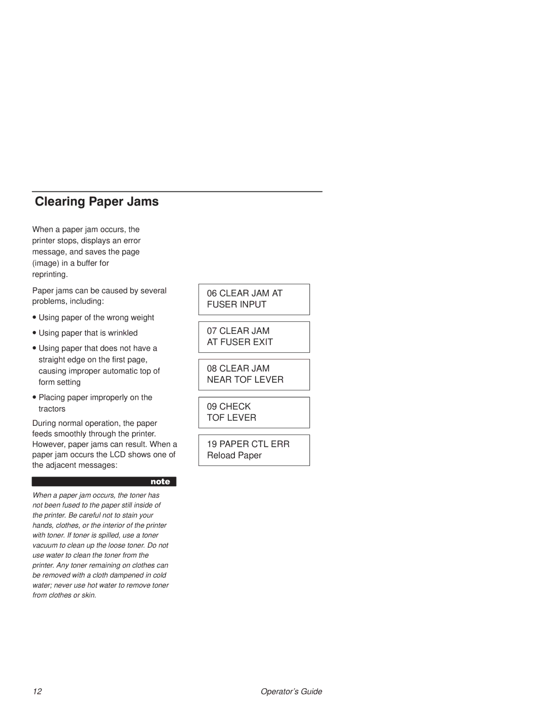 Printronix L1524 manual Learing Paper Jams 