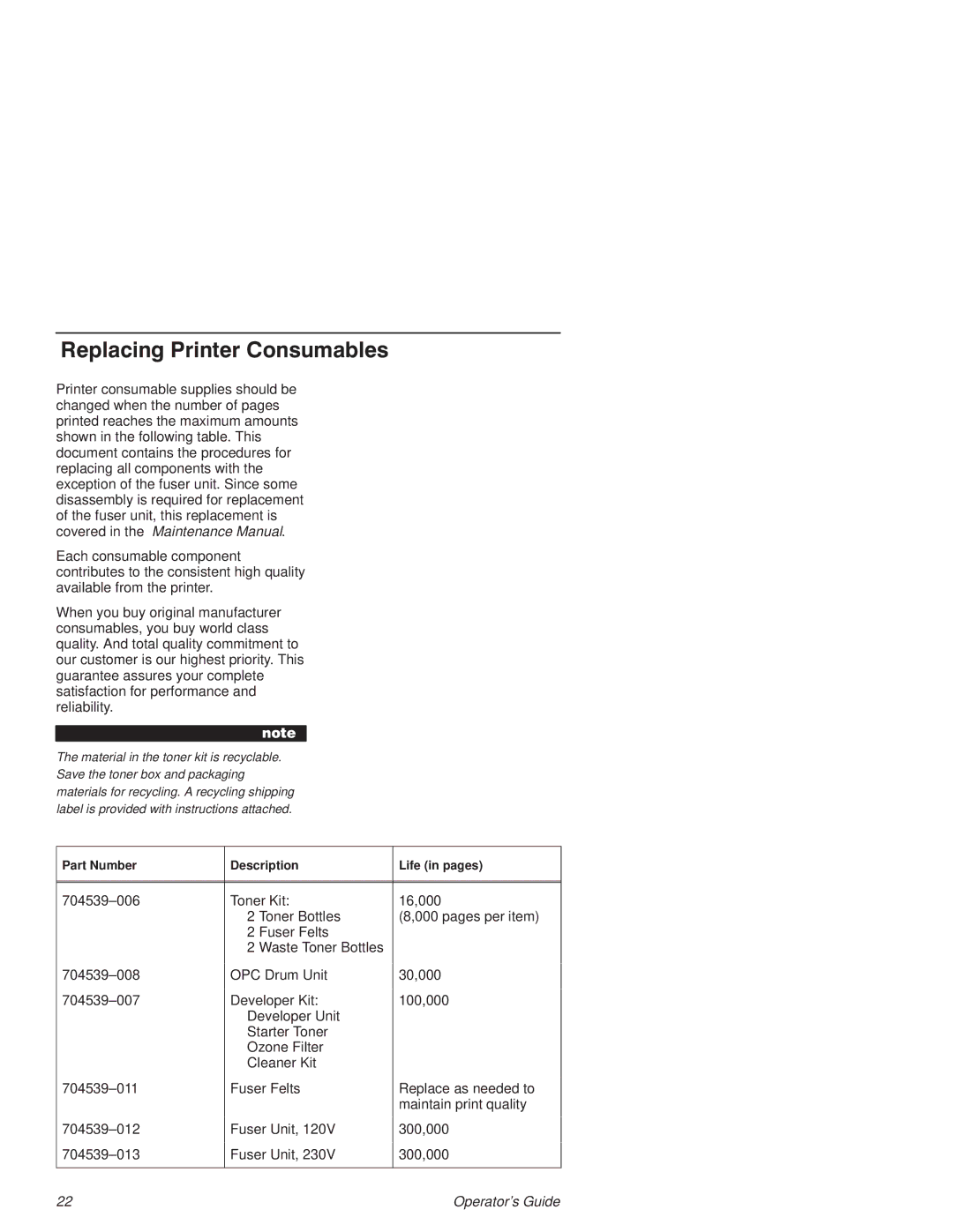 Printronix L1524 manual Rplaci Pritr osuabls 