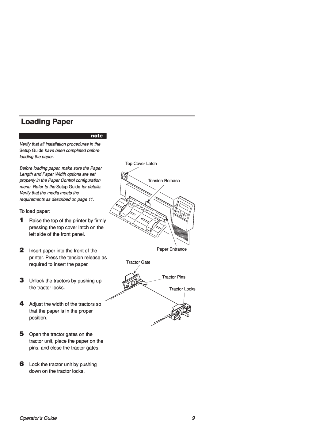 Printronix L1524 manual Loading Paper, Operators Guide 