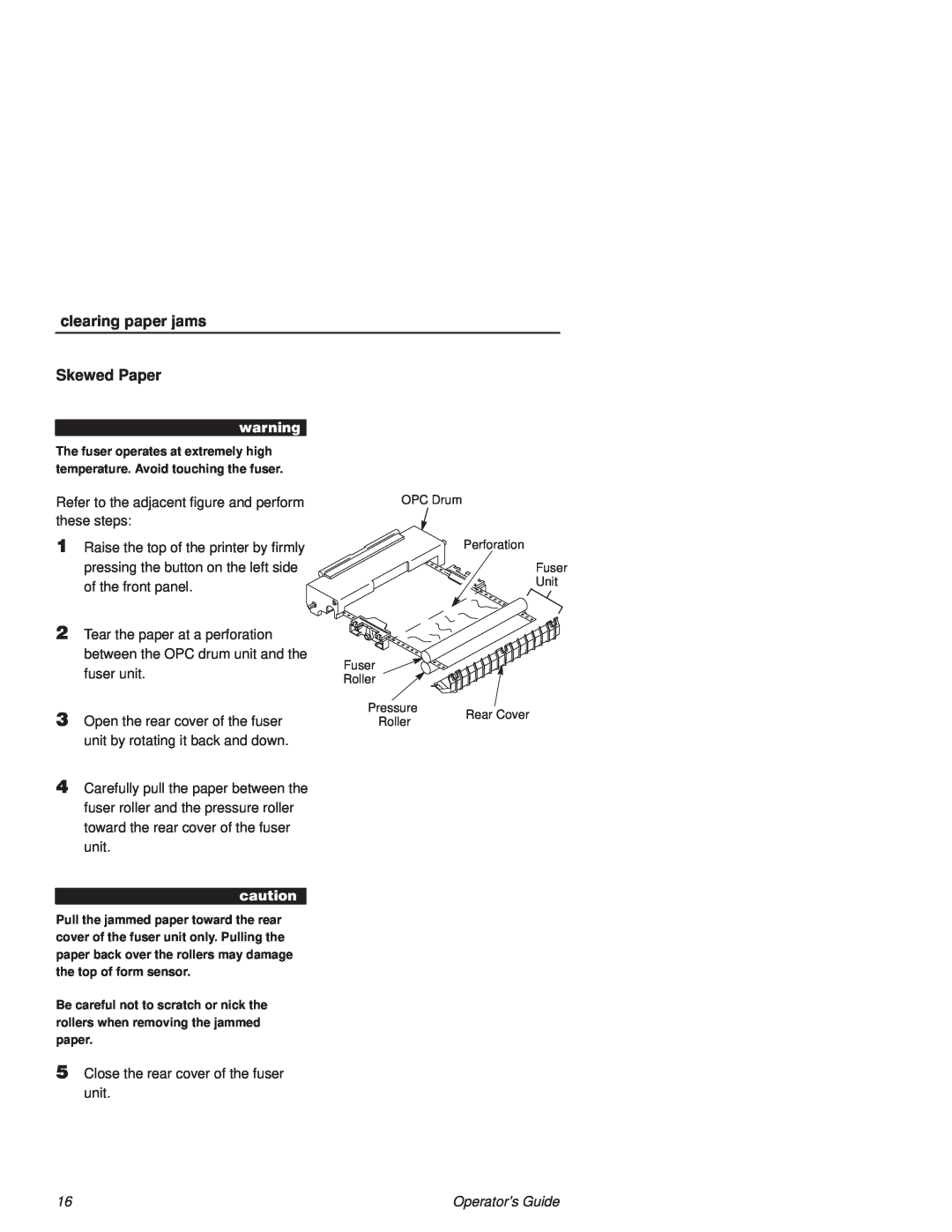 Printronix L1524 manual clearing paper jams, Skewed Paper 