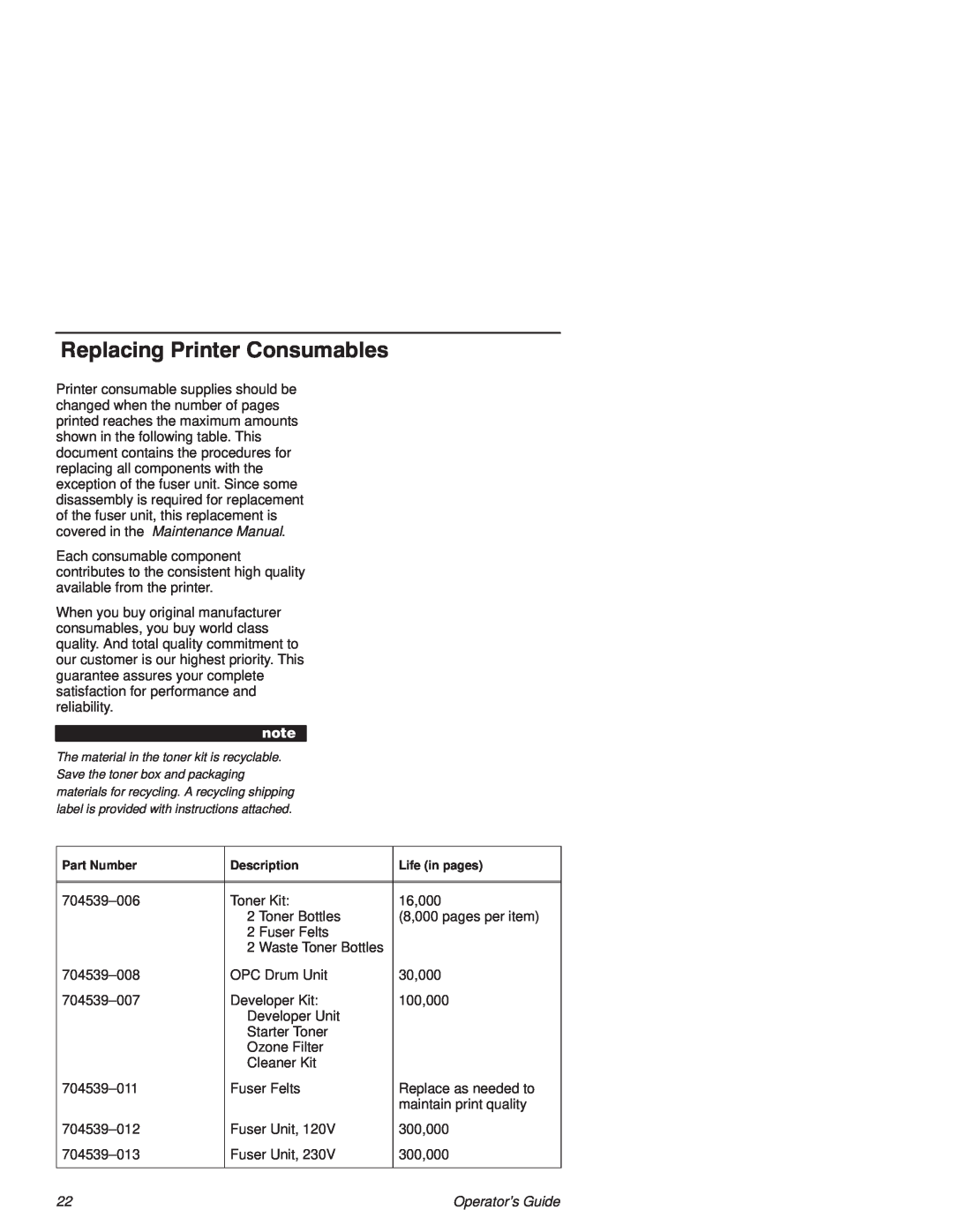 Printronix L1524 manual Rplaci Pritr osuabls 