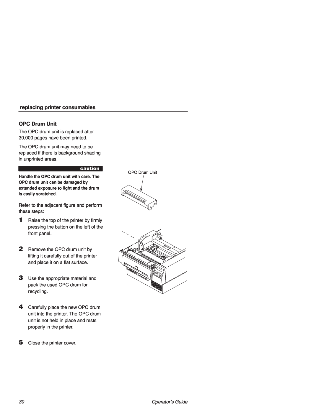 Printronix L1524 manual replacing printer consumables, OPC Drum Unit 
