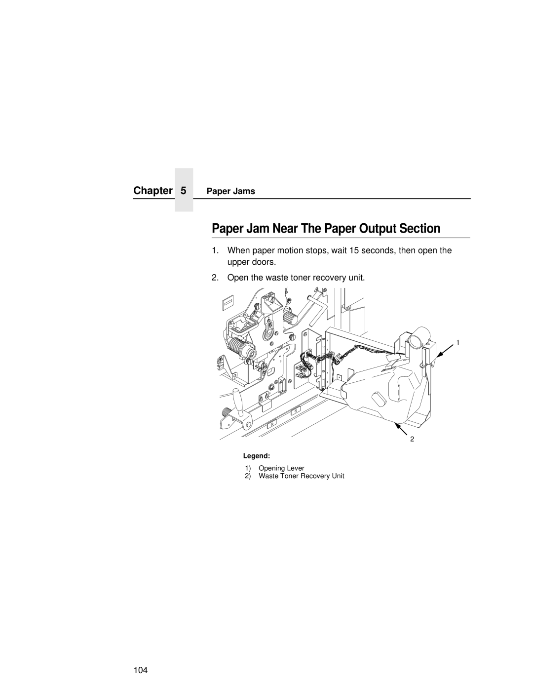 Printronix L5020 manual Paper Jam Near The Paper Output Section 