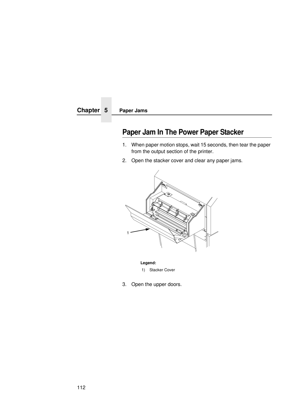 Printronix L5020 manual Paper Jam In The Power Paper Stacker 