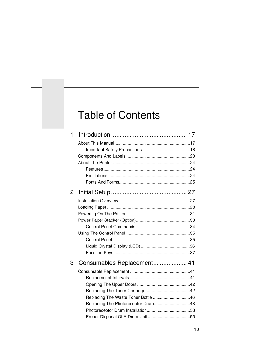 Printronix L5020 manual Table of Contents 