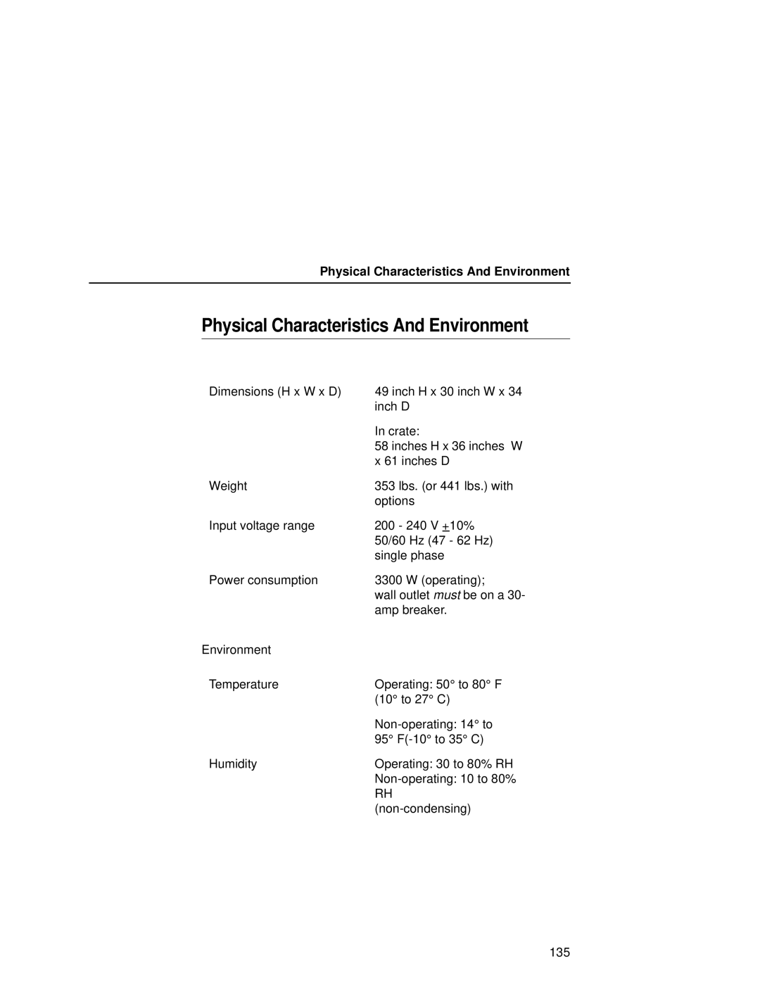 Printronix L5020 manual Physical Characteristics And Environment 