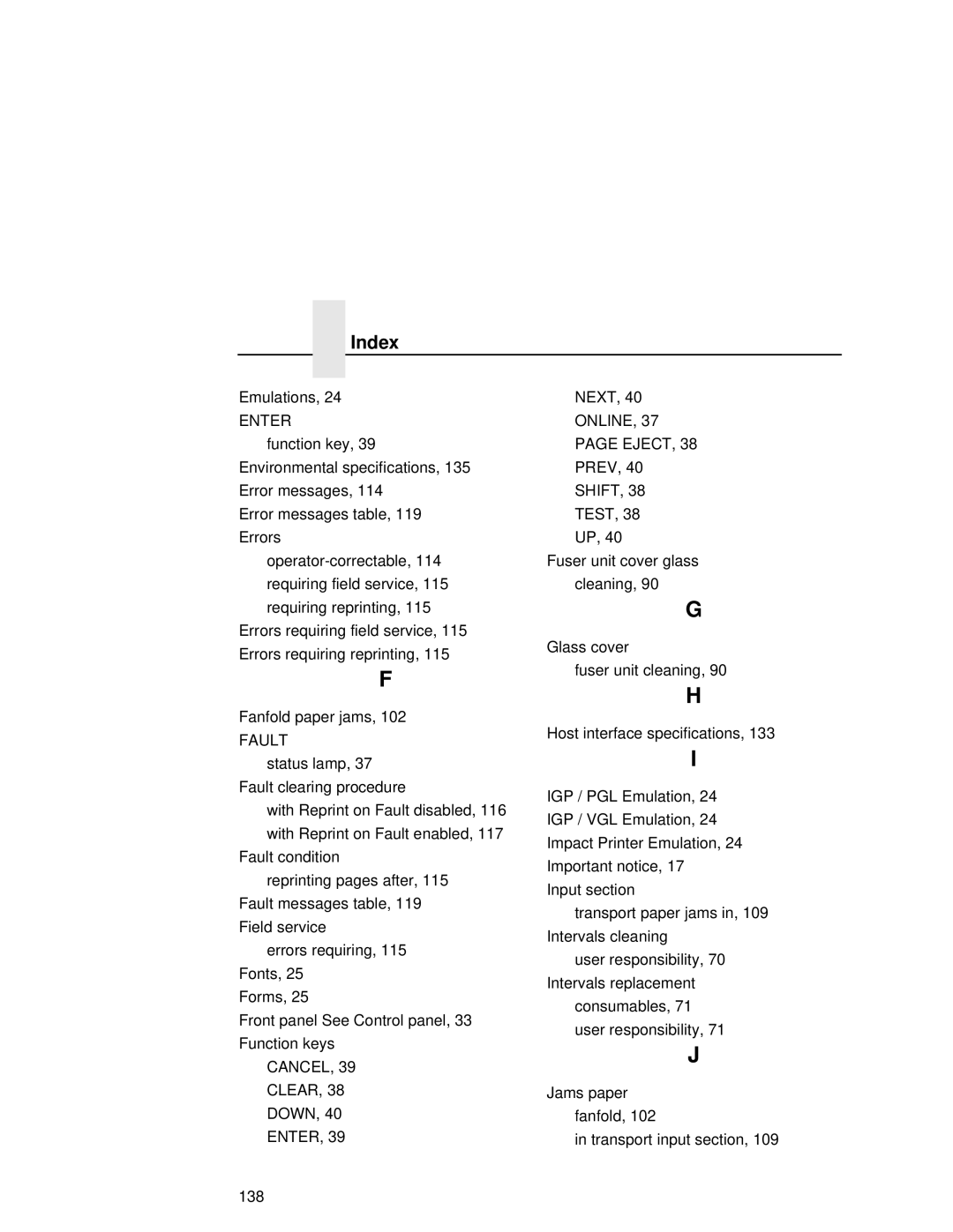 Printronix L5020 manual Index 