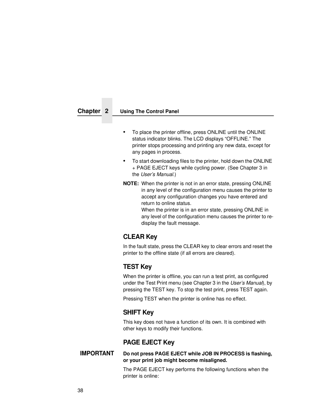 Printronix L5020 manual Clear Key 