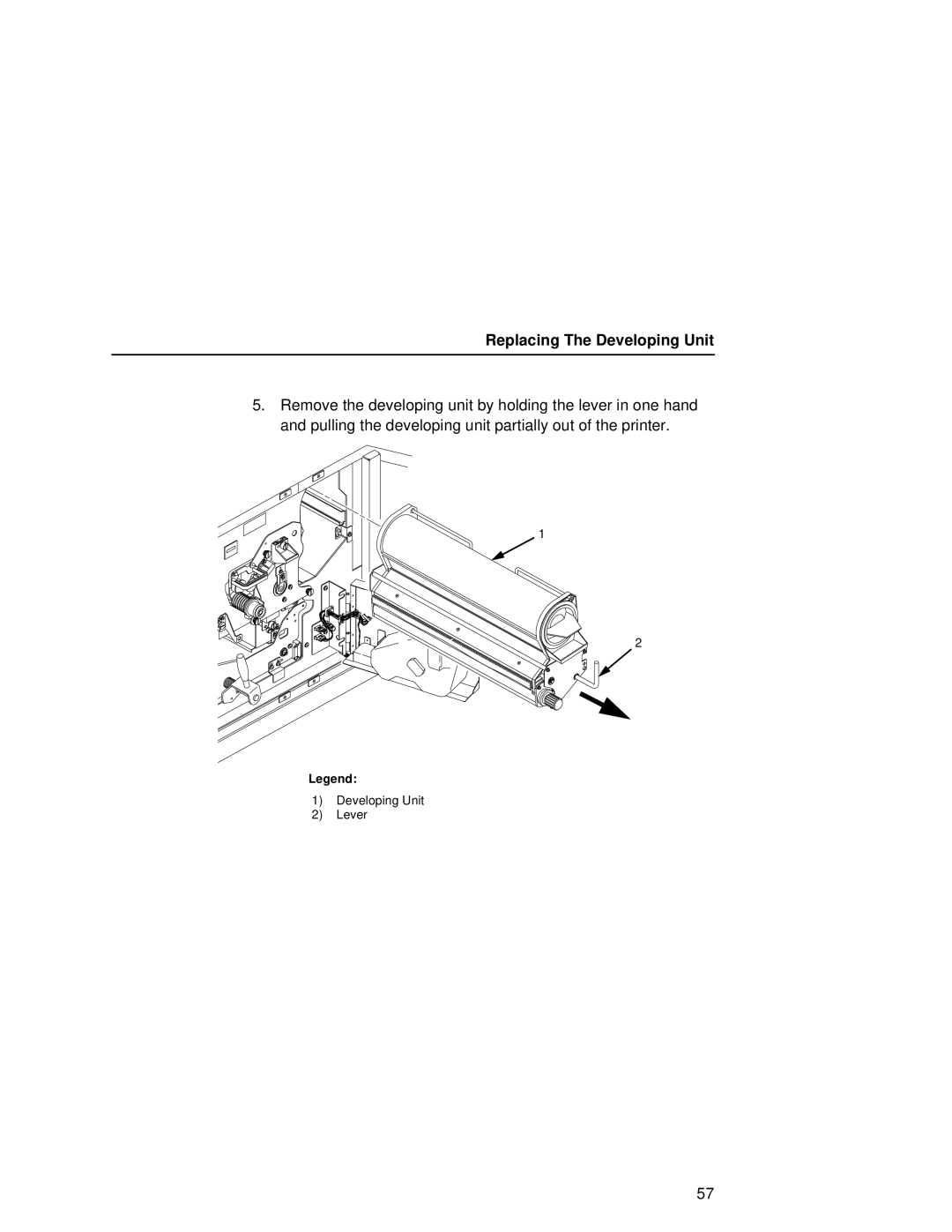 Printronix L5020 manual Replacing The Developing Unit 