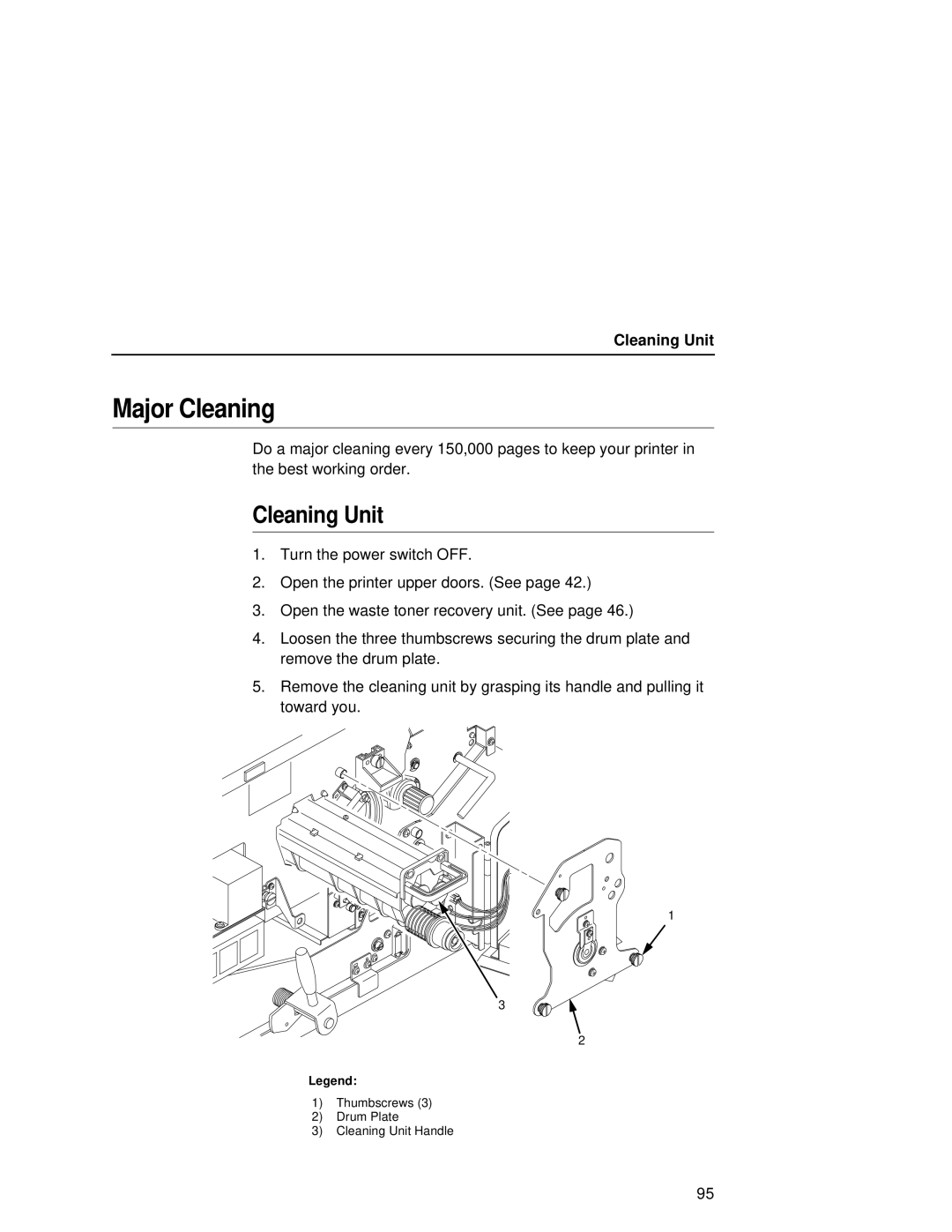 Printronix L5020 manual Major Cleaning, Cleaning Unit 