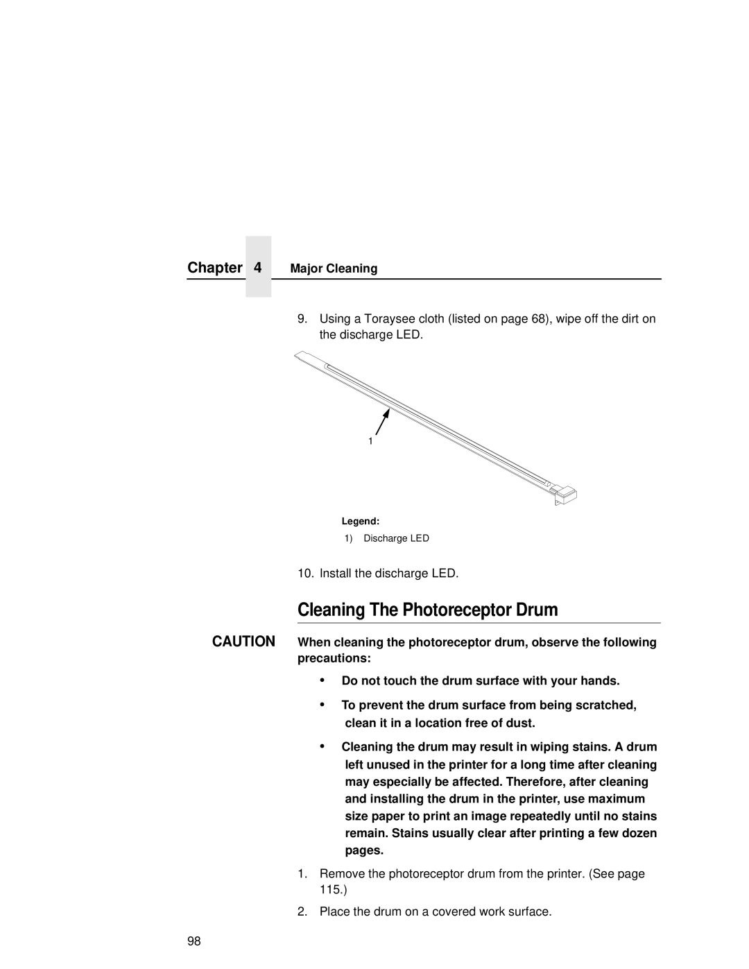 Printronix L5020 manual Cleaning The Photoreceptor Drum 