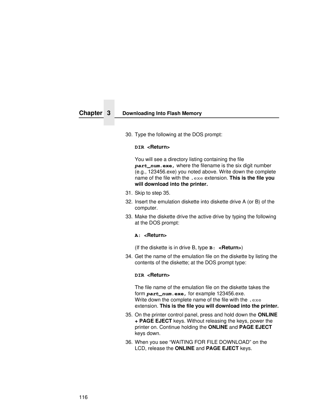 Printronix L5035 user manual DIR Return 