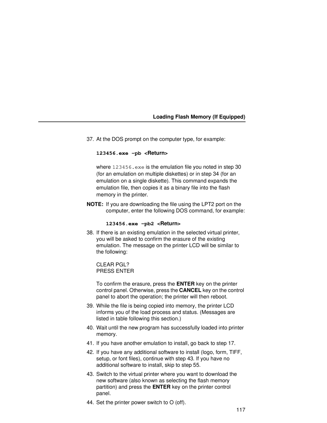 Printronix L5035 user manual Exe -pb Return 