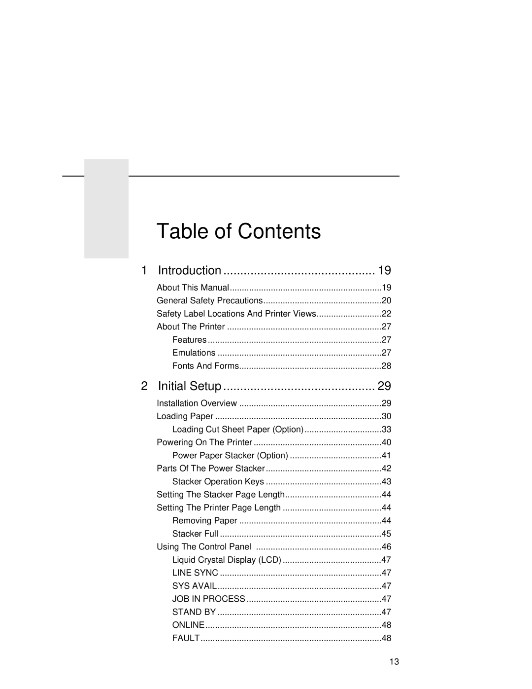 Printronix L5035 user manual Table of Contents 