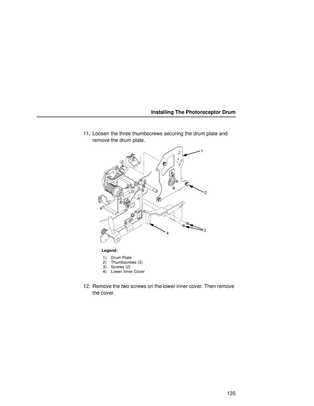 Printronix L5035 user manual Drum Plate Thumbscrews Screws Lower Inner Cover 