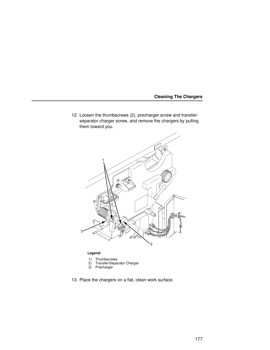 Printronix L5035 user manual Place the chargers on a flat, clean work surface 177 