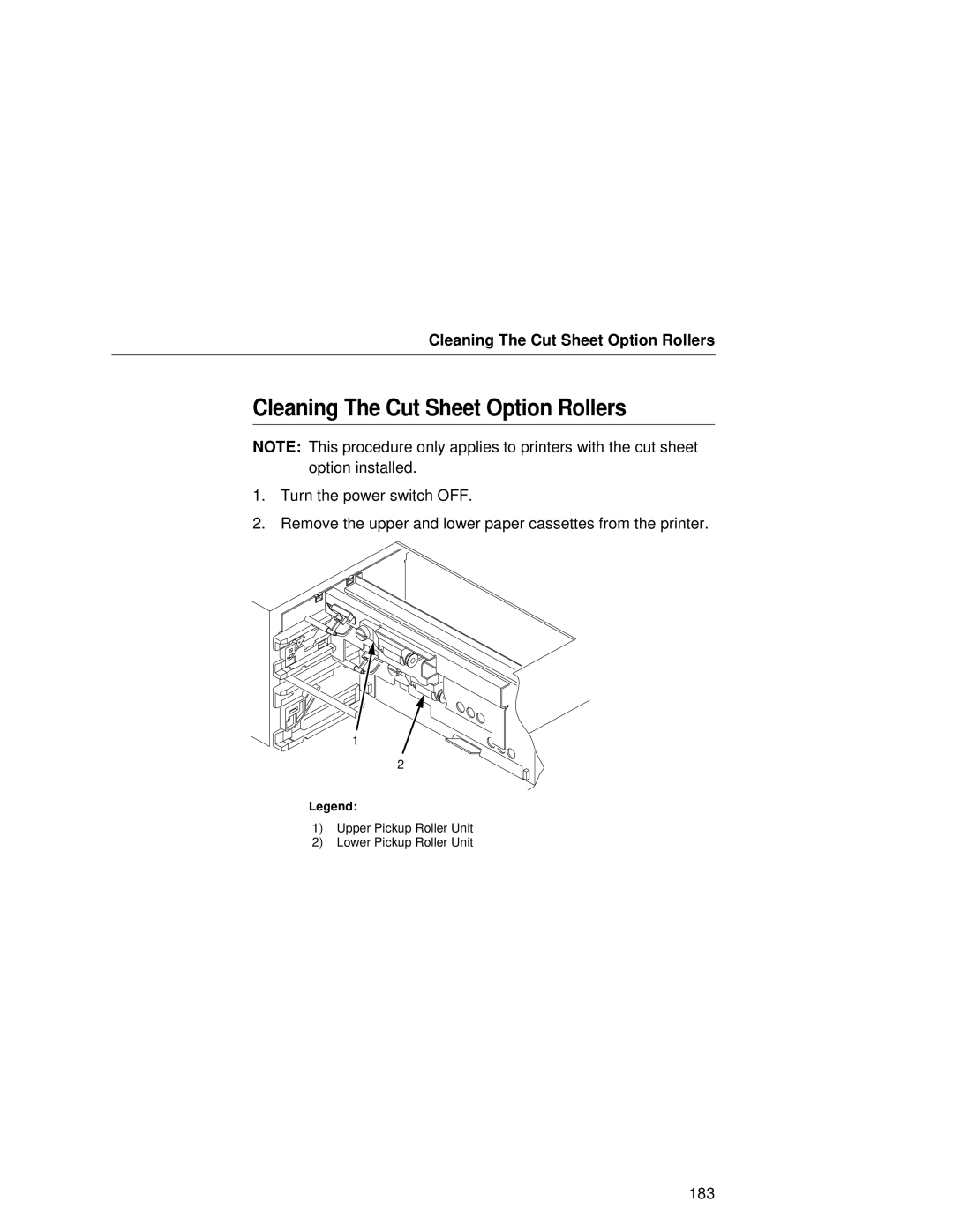 Printronix L5035 user manual Cleaning The Cut Sheet Option Rollers 