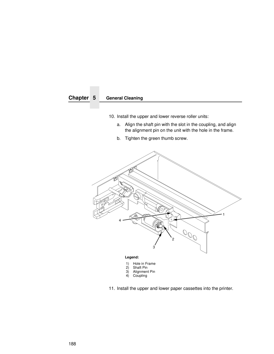 Printronix L5035 user manual Hole in Frame Shaft Pin Alignment Pin Coupling 