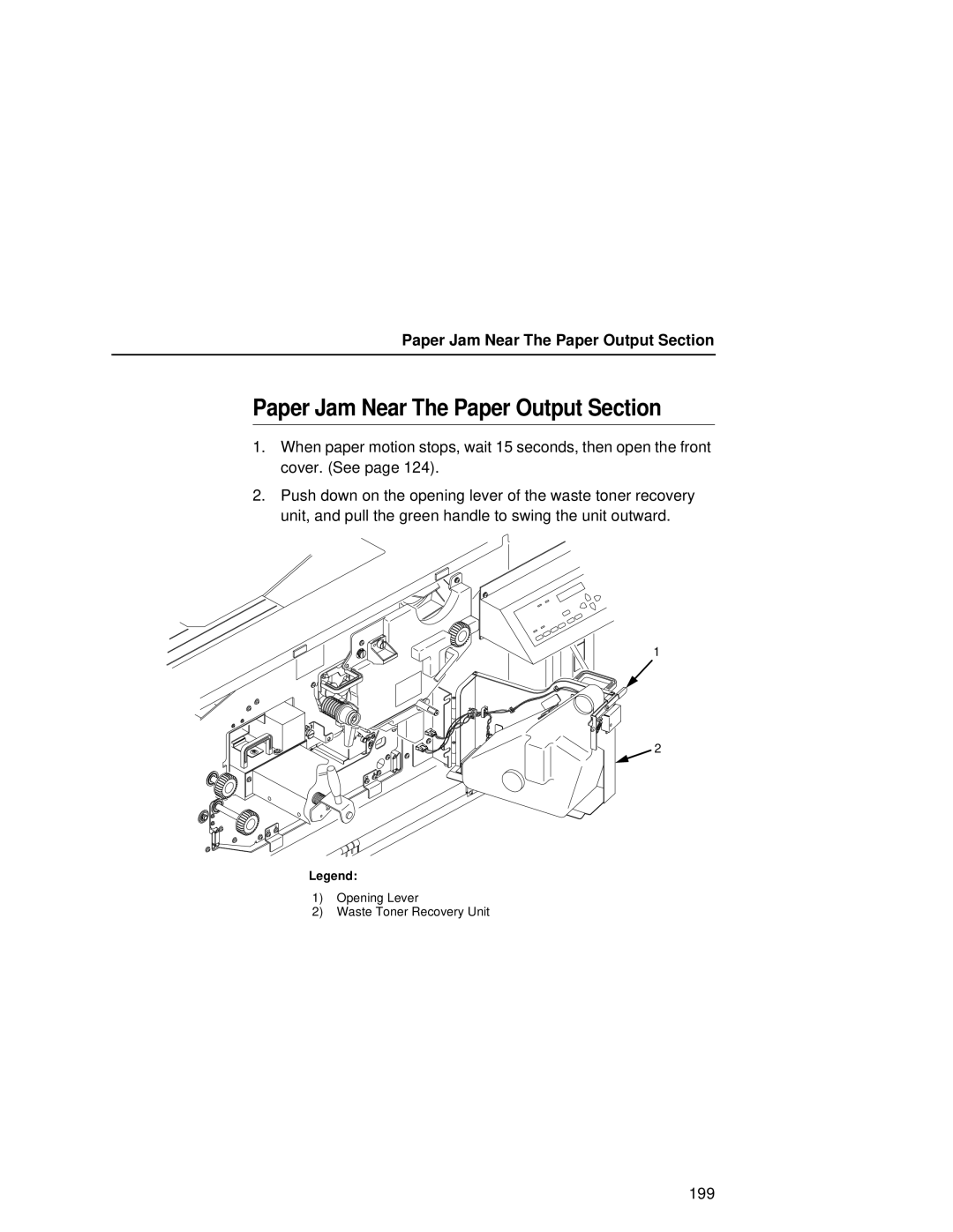 Printronix L5035 user manual Paper Jam Near The Paper Output Section 