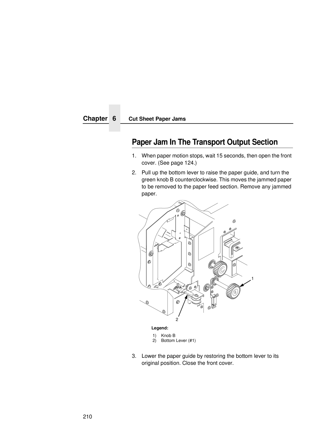 Printronix L5035 user manual Paper Jam In The Transport Output Section 